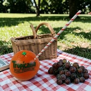Vintage Tropicana Pure Premium Orange Shaped AM/FM Novelty Transistor Radio